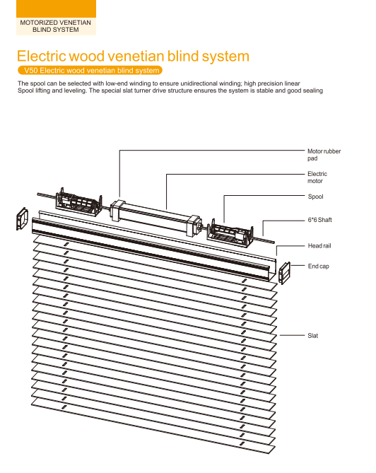 V50 Electric wood venetian blind system
